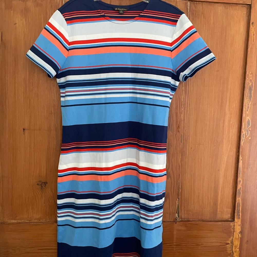 Women’s Brooks Brothers Multicolor Striped Logo Tee Shirt Dress S/M - Picture 6 of 6